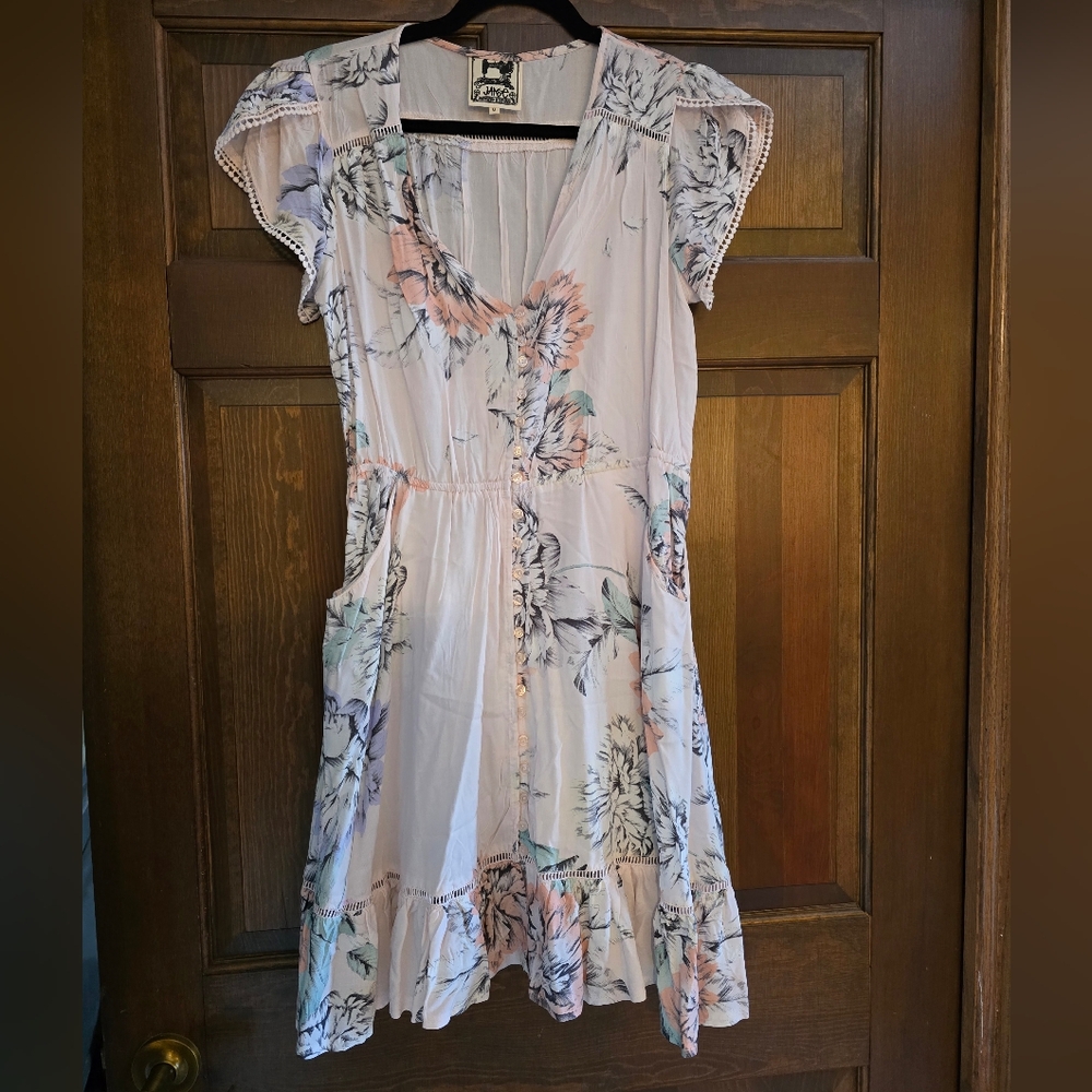 Jaase Floral Mini Dress in Pale Pink and Mint